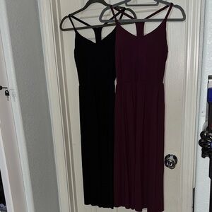 HALARA Black and Burgundy Midi Dresses